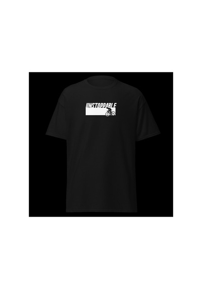 Wildstyle Unstoppable Durdurulamaz Bisiklet Motivasyon Baskılı Unisex Bisiklet Yaka Pamuklu Tişört Siyah