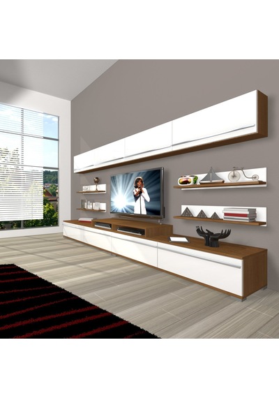 Decoraktiv Ekoflex 360y Mdf Tv Ünitesi Tv Sehpası Ceviz - Beyaz