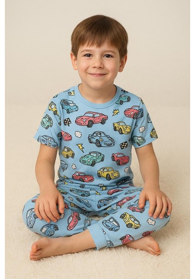 Isobel Kids Araba Desenli Pijama Takım Mavi