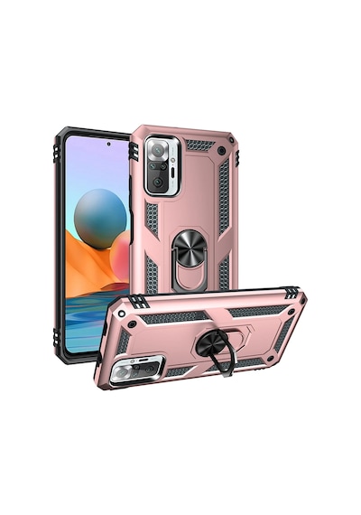 Uryport Xiaomi Redmi Note 10 Pro Kılıf Sofya Yüzüklü Silikon Kapak - Rose Çok Renkli