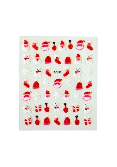 No:4 - Noel Baba 3d Tasarım Yapışkan Tırnak Sticker Tırnak Dövmesi Nail Art