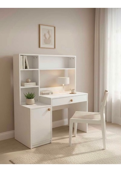 Pema Home %100 Mdf Çekmeceli Kapaklı Çalışma Masası Beyaz