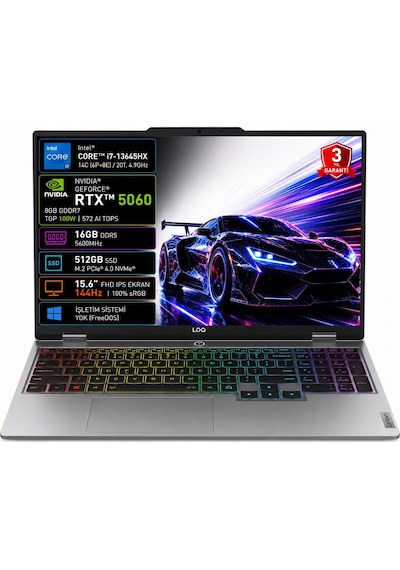Lenovo LOQ 15IRX10 83JE01CXTR i7-13645HX 16 GB 512 GB SSD RTX5060 15.6" Free Dos Dizüstü Bilgisayar