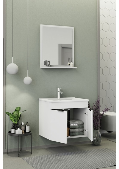 Biani Fix Arya 65 Cm Banyo Dolabı,Seramik Lavabolu, Aynalı,Lavabo Dahil,Mdf,Mat Beyaz Biani Fix Arya 65 Cm Banyo Dolabı,Seramik Lavabolu, Aynalı,Lavabo Dahil,Mdf,Mat Beyaz