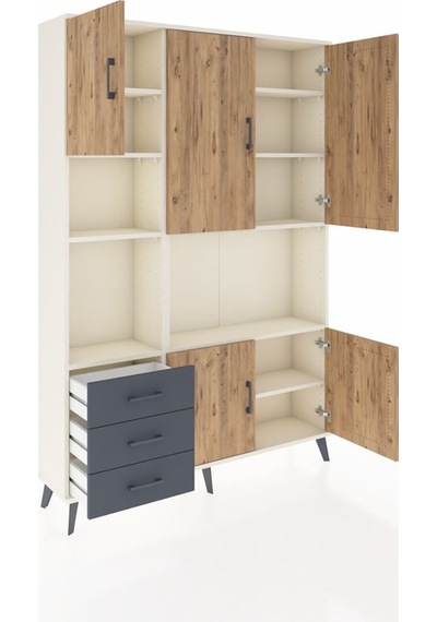 Arges Dolap 9 Raflı 3 Çekmeceli 5 Kapaklı 132x30x195 Aytaşı-çam/antrasit Aytası Arges Dolap 9 Raflı 3 Çekmeceli 5 Kapaklı 132x30x195 Aytaşı-çam/antrasit Aytası