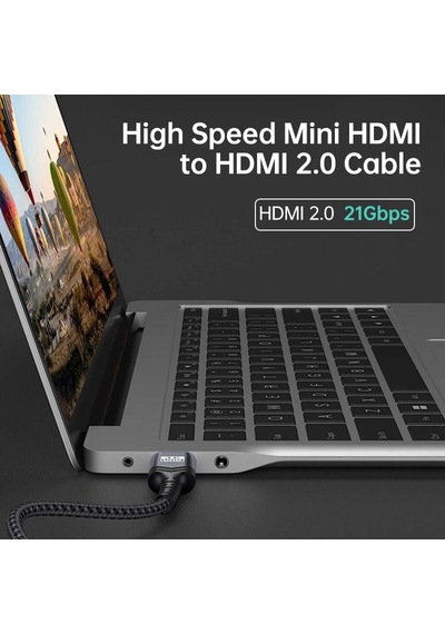 Hdmı 2.0 Erkek - Hdmı 2.0 Erkek 4k Ultra-hd Örgülü Adaptör Kablosu, Kablo Uzunluğu: 1.5m Gri
