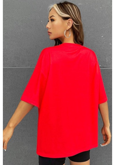 Flood Of Style Unisex Houston Baskılı T-shirt Kırmızı