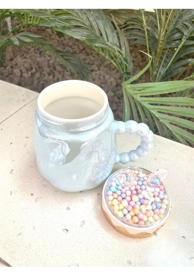 Tavşan Kapaklı Ponpon Kupa Mug Mavi