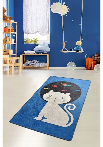 Cat And Fıshes 100X160 Çocuk Ve Bebek Halısı Çok Renkli