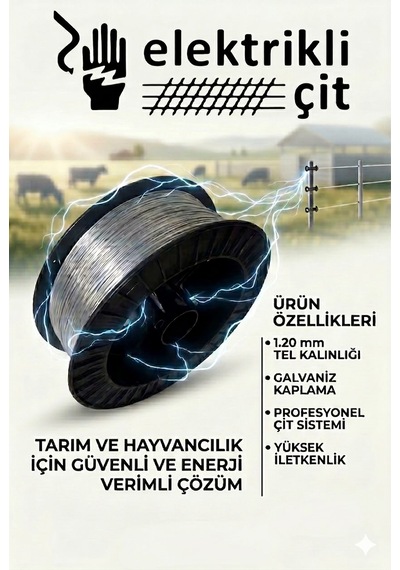 1000 Metre 1.20mm Sıcak Daldırma Galvaniz Elektrikli Çit Teli Tek Makara