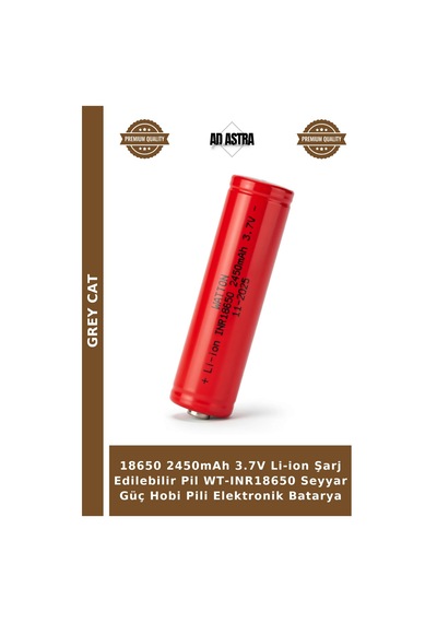 18650 2450mah 3.7v Li-ion Şarj Edilebilir Pil Wt-ınr18650 Seyyar Güç Hobi Pili Elektronik Batarya