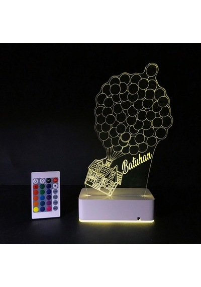 Kişiye Özel Uçan Ev Ve Balonlar Masaüstü 3D Led Lamba
