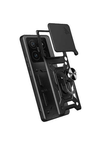 Xiaomi 14t Pro Kılıf Sürgülü Tank Zırh Yüzüklü Mıknatıslı Standlı Kapak S-vega