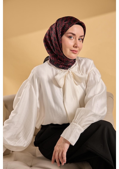 Silk Home Twill İpek Eşarp Zincir Siyah - Kırmızı Çok Renkli
