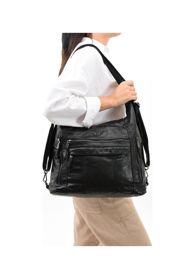 571 Collections Suni Deri Yumuşak Dokumalı Sırt Omuz Çantası Siyah Model: 571-11-13b - Siyah