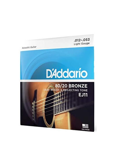 Daddario Ej11 Akustik Gitar Tel Seti, 80/20 Bronze, Light Gauge,
