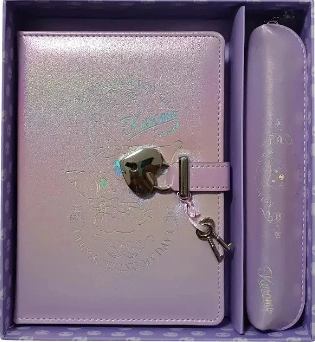 Vj Kuromi Hush Hush Kilitli Defter Ve Vegan Deri Kalemlik Kutulu Set 80 Gr. 160 Yp. Çiz. Çok Renkli