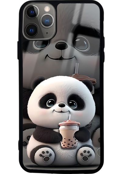 Apple Uyumlu iPhone 11 Pro Max Baby Panda Tasarımlı Glossy Telefon Kılıfı Çok Renkli