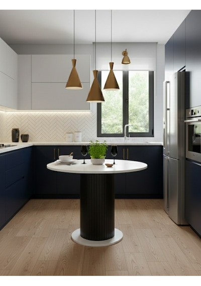 Güneş Model Mdf Ayaklı 90cm Çaplı Yuvarlak Mutfak Masası Sandalye Yok Beyaz-siyah Güneş Model Mdf Ayaklı 90cm Çaplı Yuvarlak Mutfak Masası Sandalye Yok Beyaz-siyah