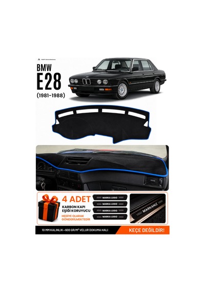 Bmw E28 1981-1988 Uyumlu Torpido Koruma, Torpido Örtüsü, Torpido Kılıfı - Siyah Mavi