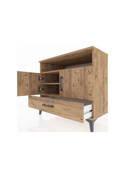 Kronos Şifonyer 3 Raflı Tek Çekmeceli 2 Kapaklı 88x59x80 Çam-çam Çam