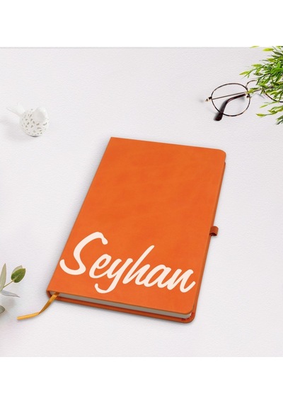 Bitmeyenkartus Kişiye Özel El Yazılı Turuncu Termo Deri Defter Model 2