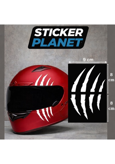 Motorsiklet Kask Vizör Far Pençe Beyaz Sticker 9x16 Cm