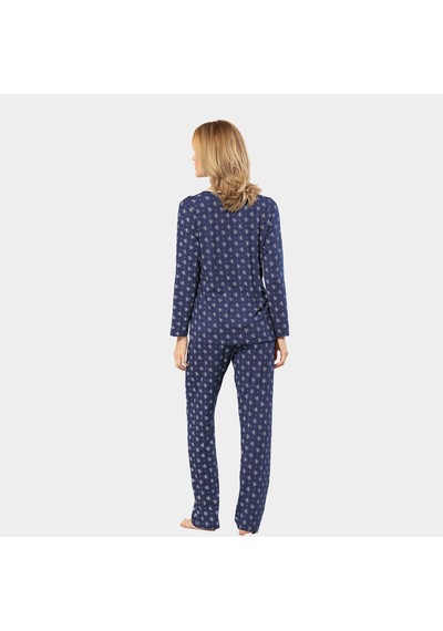 Türen Çiçek Desenli Uzun Kollu Patlı Pijama Takımı 3382/lacivert 001 Türen Çiçek Desenli Uzun Kollu Patlı Pijama Takımı 3382/lacivert 001