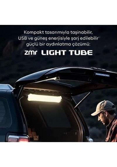 Zmr Zmr-385 Katlanır Şişirilebilir Beyaz Ledli Aydınlatma Tüpü Usb Ve Güneş Enerjisi Şarjlı Armatür