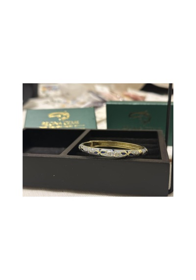 Aurelia Flora 24k Parıltılı El İşçiliği Çelik Çiçek Bileklik Mavi