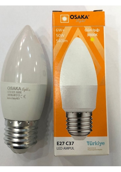 5 Adet Osaka 6w 50w 540 Lümen E27 Led Buji 3000 Kelvin Günışığı