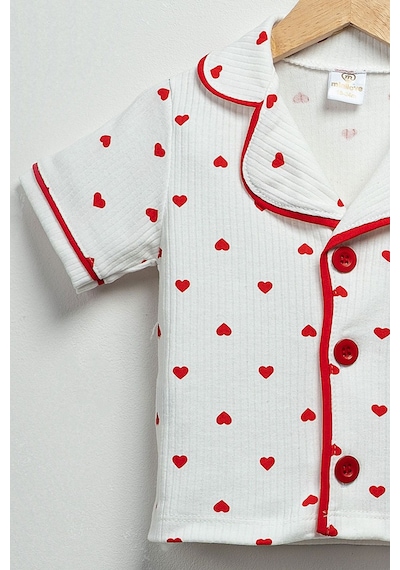 Vavbaby Minik Kalpli Kız Bebek Yazlık Pijama Takımı Beyaz