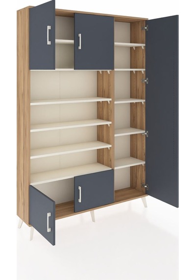 Arges Dolap 11 Raflı 5 Kapaklı 132x30x195 Çam-antrasit/aytaşı Çam Arges Dolap 11 Raflı 5 Kapaklı 132x30x195 Çam-antrasit/aytaşı Çam