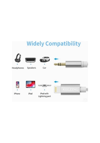 Apple Uyumlu iPhone iPad Lightning To 3.5mm Ses Çevirici Aux Kablo 1m