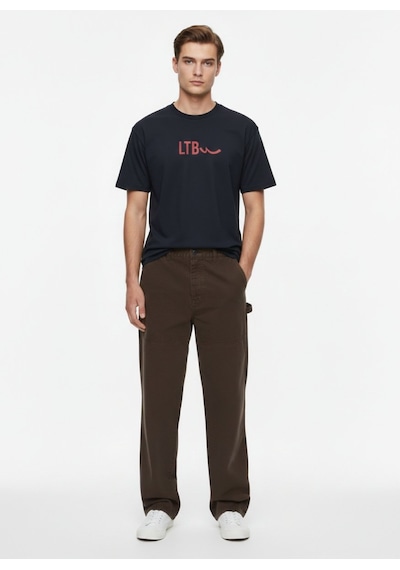 Ltb Slogan Baskılı Basic Lacivert T-shırt Lacivert