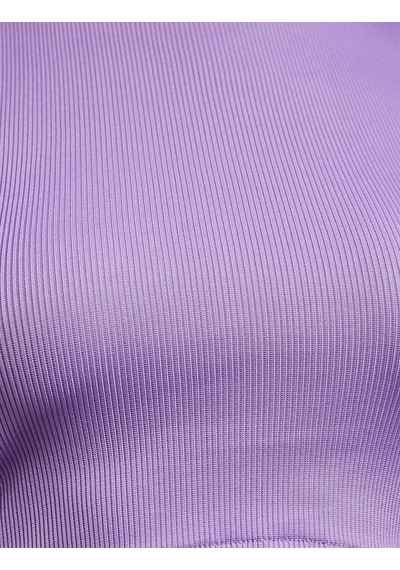 Koton Crop Tişört Zincir Detaylı Bisiklet Yaka Lila 2sal10738ık Lila