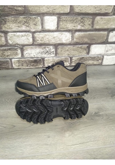 Bukond Outdoor Trekking Suya Dayanıklı Bağcıklı Kaymaz Taban Kışlık Ayakkabı Vizon