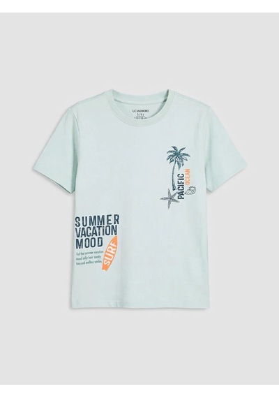 Lc Waikiki Yeşil Bisiklet Yaka Erkek Çocuk Şortlu Pijama Takımı