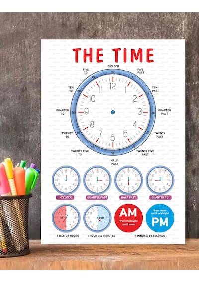 The Time-saat Kaç İngilizce Çocuk Eğitim Tekli Pvc 21x30 Cm