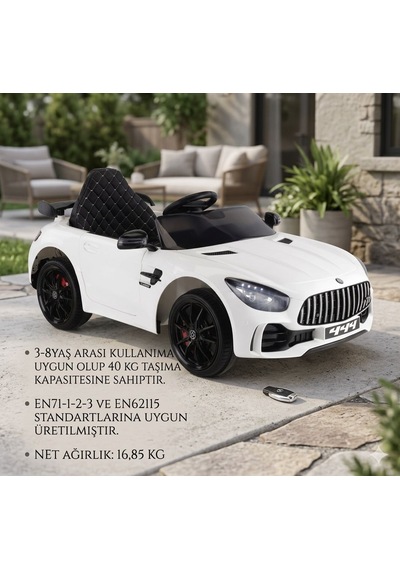 Öykü Bebek Dünyası 444 Gtr 12 Volt Lüks Akülü Araba Beyaz