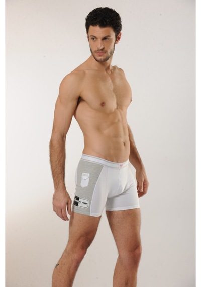 Hmd 308 Pamuklu Likralı Erkek Boxer Külot - Beyaz Beyaz