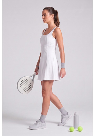 TOMMYLIFE Beyaz Yuvarlak Yaka Kadın Tenis Elbise - 97319