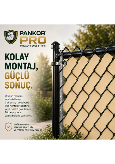 Tr Pvc Çit Şeridi, Örgü Tel Gizlilik Bantları, 650 Gsm, 30 Metre, Ral 1015 Krem Renk