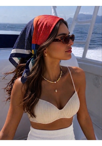 Trend Dokunuş Kadın 50-50 Saten Dört Farklı Renkte Kombinleyeceğiniz Fular Bandana Çok Renkli