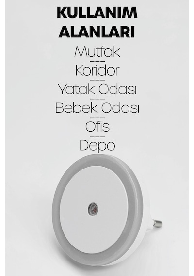 Yuvarlak Otomatik Gece Lambası Işığa Duyarlı Karanlık Ldr Sensörlü Koridor Beyaz Gc01 Beyaz