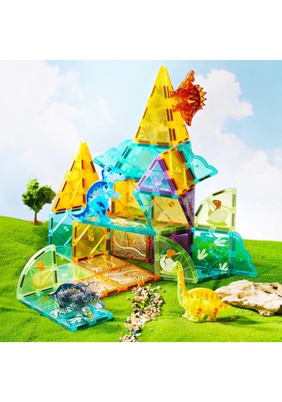 Mideer Renkli Magnetic Tiles - Jurassic Macerası