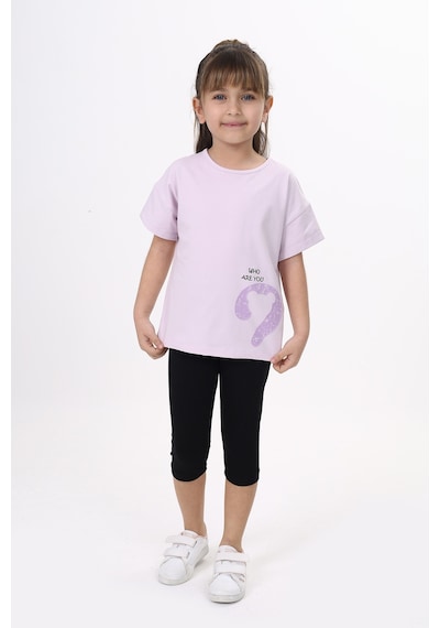 Toontoy Kids Toontoy Kız Çocuk Who Are You Baskılı Kaprili Takım Açık Lila