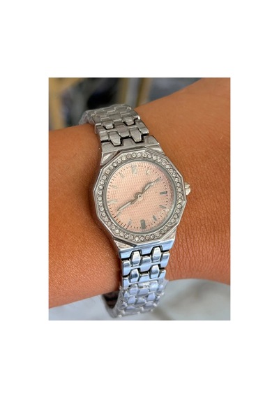 Pembe Detaylı Silver Model Kadın Saat Gümüş