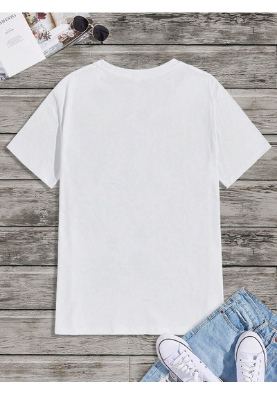 Boğa Sembol T-shirt - Beyaz Baskılı Oversize Bisiklet Yaka Kısa Kol Tişört Beyaz