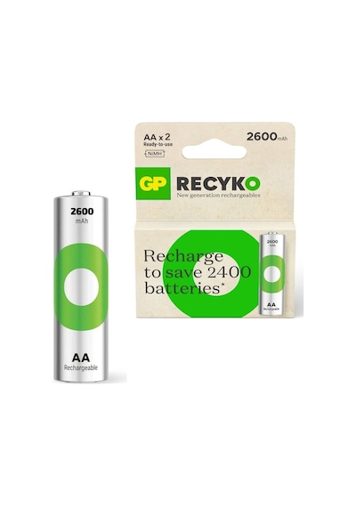 Şarjlı Pil Aa Kalem 2600mah Ni-mh 2 Adet Gp Recyko